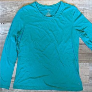 Girls Large 12-14 teal long-sleeve shirt